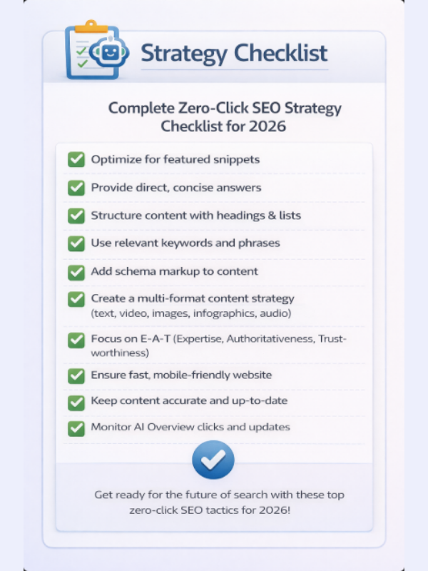 Complete zero-click SEO strategy checklist for 2026