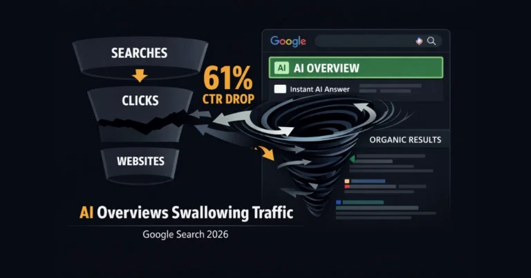 Google AI Overviews reducing organic search click-through rates in 2026