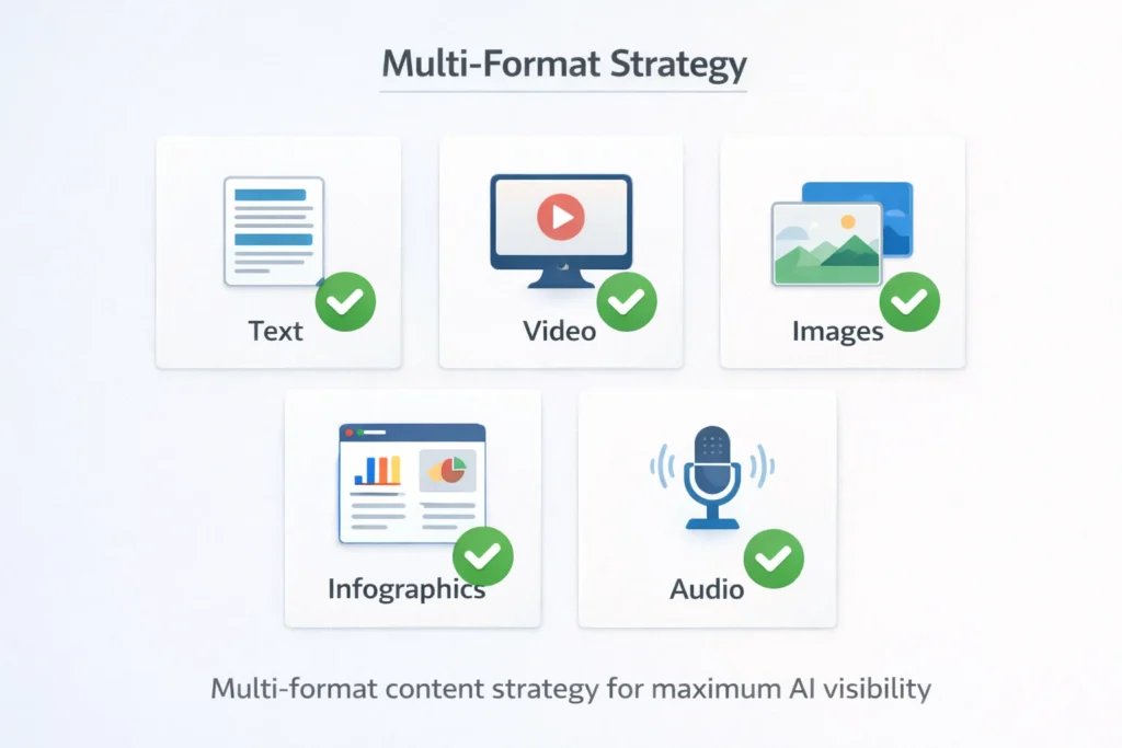 Multi-format content strategy for maximum AI visibility
