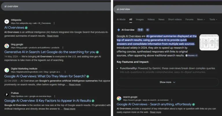 SGE (Search Generative Experience): The Complete Optimization Guide for 2026 Comparison of traditional Google search results vs Google SGE AI Overviews interface in 2026